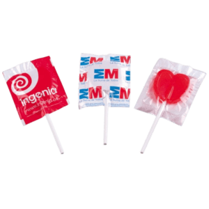 Medium ronde of hartvormige platte lolly