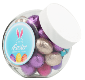 Mini glazen bokaal met paaseitjes