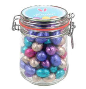 Ronde weckpot met Paaseitjes / Paasschuimpjes