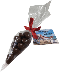 Puntzakje met chocolade koffieboontjes