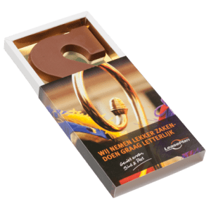 Chocoladeletter 135 gram in gepersonaliseerde verpakking